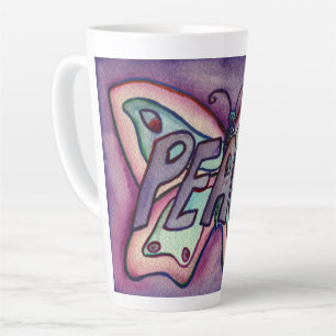 Taza De Café Latte Palabra de paz Art Morple Butterfly WCup Latte Mug