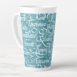 Taza De Café Latte Palabras de amistad caligrafía bestie