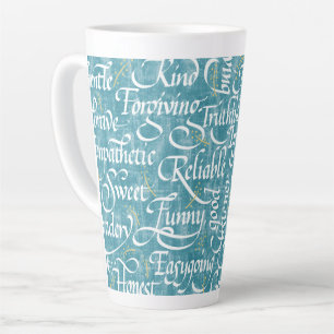 Taza De Café Latte Palabras de amistad caligrafía bestie