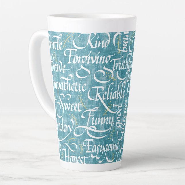Taza De Café Latte Palabras de amistad caligrafía bestie (Ángulo izquierdo)