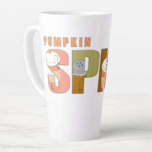 Taza De Café Latte Palabras estacionales de calabaza Logo Art