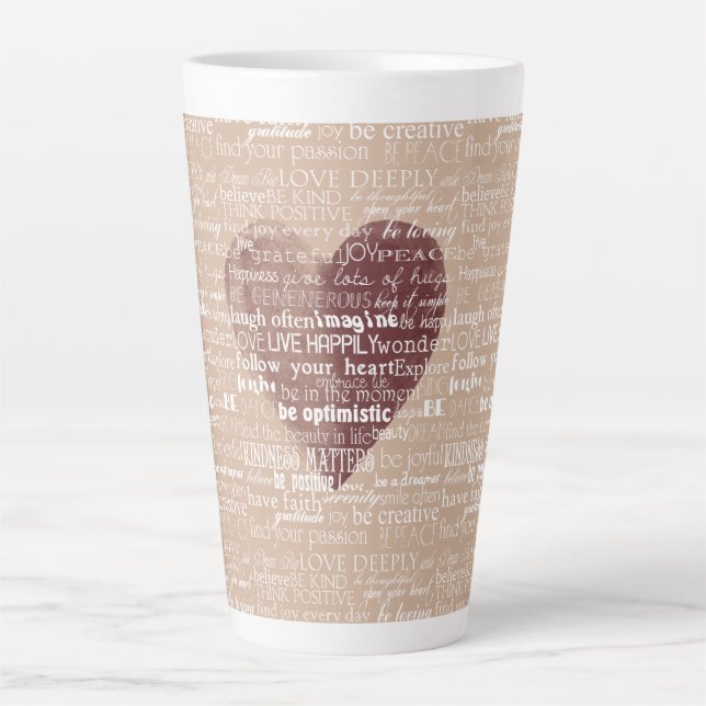 Taza De Café Latte Palabras inspiradoras Acuarela Corazón (Anverso)