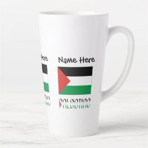 Taza De Café Latte Palestina Bandera Palestina Negra Personalización