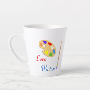 Taza De Café Latte Paleta de Arte con Pincel y Texto en Blanco