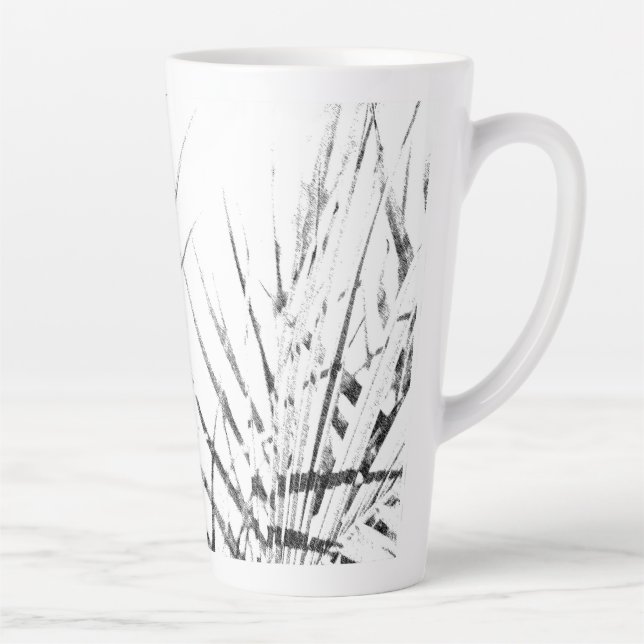 Taza De Café Latte Palm Tree Deja Esbozo Minimalismo (Derecha)