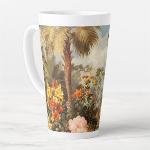 Taza De Café Latte Palmas Tropicales Botánicas Vintage