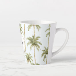 Taza De Café Latte Palmeras blancas verdes tropicales