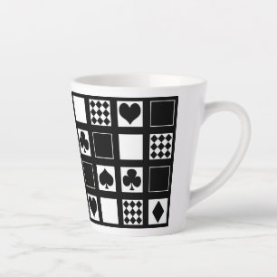 Taza De Café Latte palos de cartas de casino corazones cruces trébole