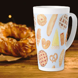 Taza De Café Latte Panadería Francesa Pastry Bread Food