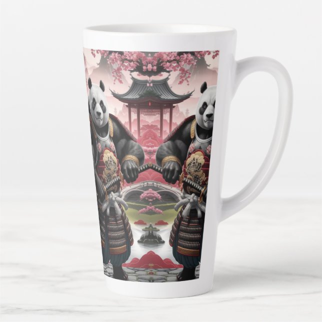 Taza De Café Latte Panda de Samurai en el paisaje tradicional chino (Derecha)