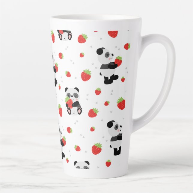 Taza De Café Latte Panda fofo com morango (Derecha)