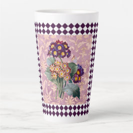 Taza De Café Latte Panel de flores de jardín Vintage Harlequin