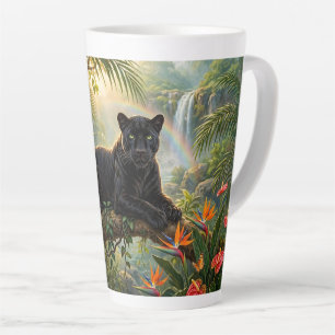 Taza De Café Latte Pantera Negra Flores de Jungla de Kenia Cascada