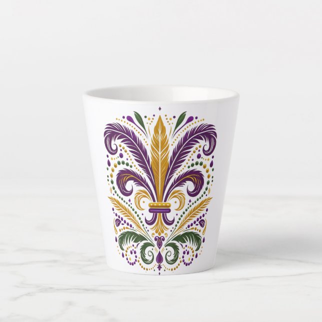 Taza De Café Latte Pañuelos de lis amarillo, violeta verde (Anverso)