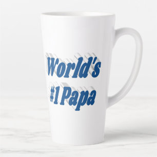 Taza De Café Latte Papa con texto azul marino