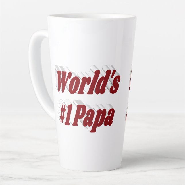 Taza De Café Latte Papá con texto en burdeos (Ángulo izquierdo)
