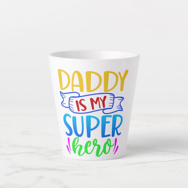 Taza De Café Latte Papá es mi superhéroe (Anverso)