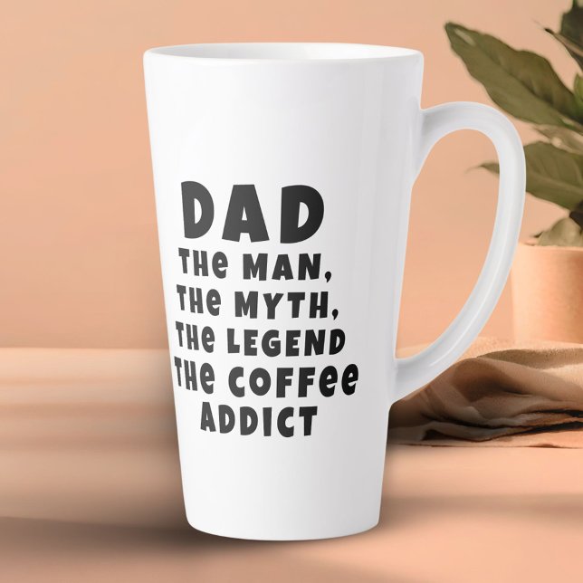 Taza De Café Latte Papá Hombre Mitos Leyenda Café Addict Padre gracio (Subido por el creador)