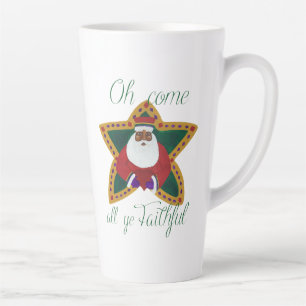 Taza De Café Latte Papá Noel afroamericano