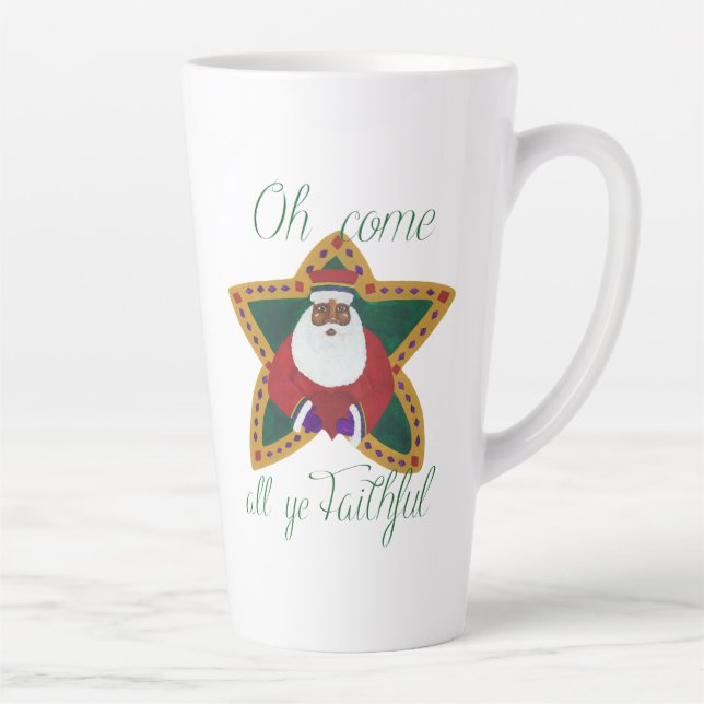 Taza De Café Latte Papá Noel afroamericano (Derecha)