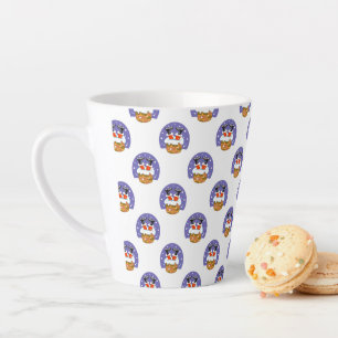 Taza De Café Latte Papá Noel en chimenea, nieve, Navidad, Año Nuevo