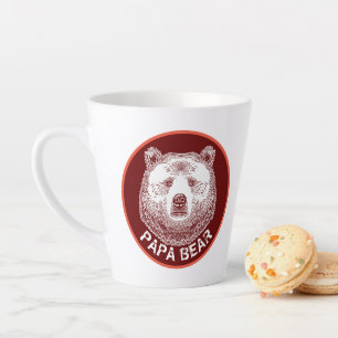Taza De Café Latte Papa Oso, Ilustracion de mano dibujada