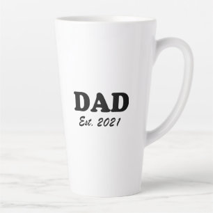 Taza De Café Latte Papá personalizado estableció la fecha blanco negr