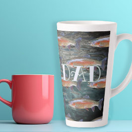 Taza De Café Latte Papá pescador patrón trucha arcoíris