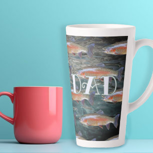 Taza De Café Latte Papá pescador patrón trucha arcoíris