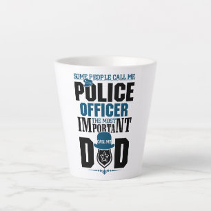 Taza De Café Latte Papá policía   Aplicación de la ley   Día del Padr