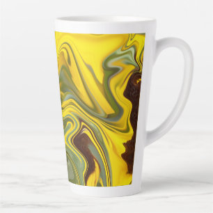 Taza De Café Latte Papel Digital Amarillo Ondas de Mármol-55448