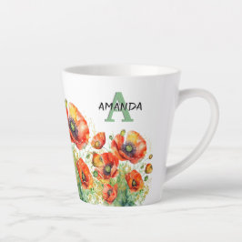 Taza De Café Latte Paquetes Rojos Monogramados Discoteca Floral