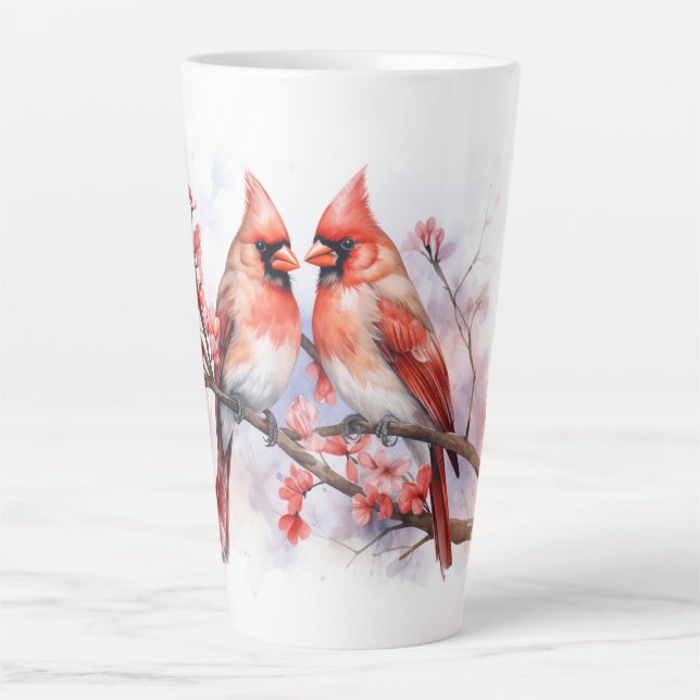 Taza De Café Latte Par 1 del cardenal de invierno (Anverso)