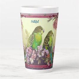 Taza De Café Latte Paracaídas fieles y flores rosadas