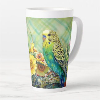 Taza De Café Latte Paracaídas y flores silvestres finas