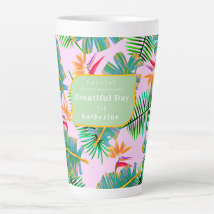 Taza De Café Latte Paraíso de Palm Pink
