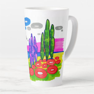 Taza De Café Latte Paraíso del Pop Art – Paisaje Gráfico Audaz