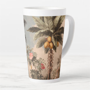 Taza De Café Latte Paraíso Tropical Vintage con Palmeras