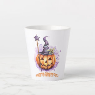 Taza De Café Latte Parche de calabaza encantado
