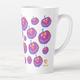 Taza De Café Latte Parche de calabaza psicodélica Corazones Latte Mug