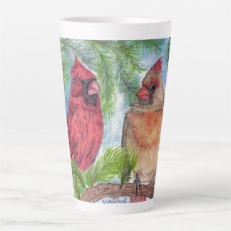 Taza De Café Latte Pareja de Cardenales Latte Mug