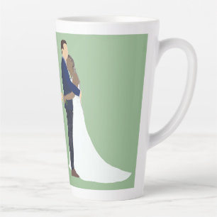 Taza De Café Latte Pareja de recién casados, variación de tonos de pi