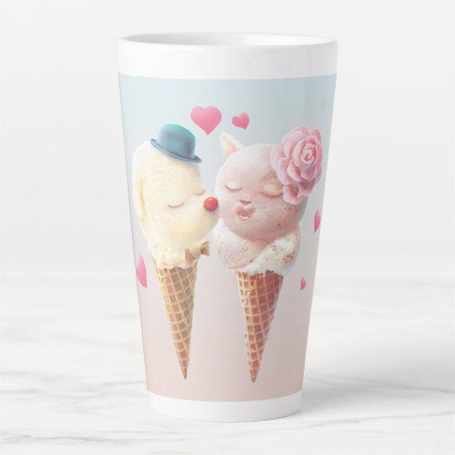 Taza De Café Latte Pareja helada - amor al primer ladrillo (Anverso)