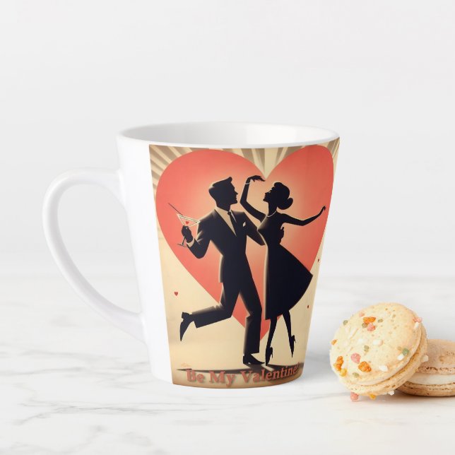 Taza De Café Latte Pareja moderna de baile de San Valentín de mediado (In situ)