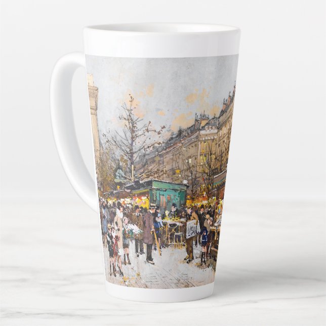 Taza De Café Latte Paris France Street Scene Europe Latte Mug (Ángulo izquierdo)
