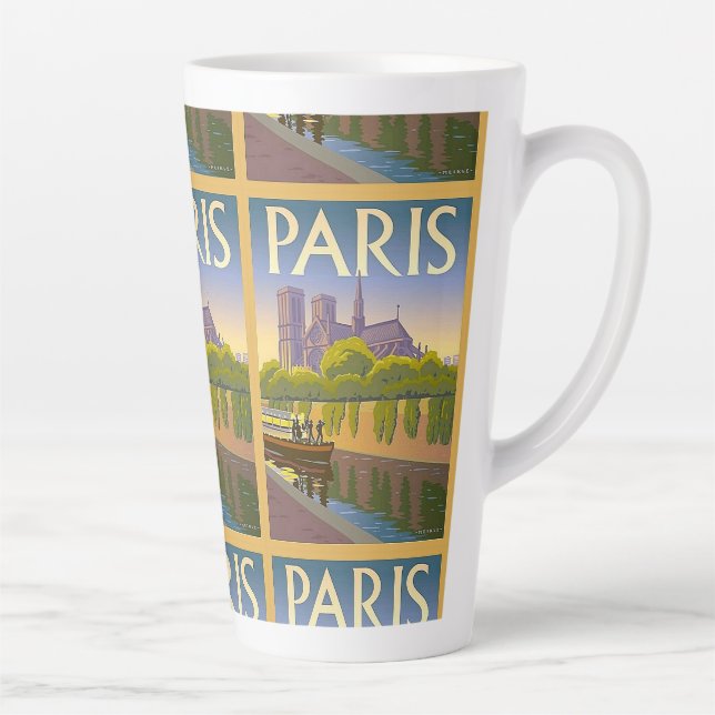 Taza De Café Latte París Francia Viaje de época (Derecha)
