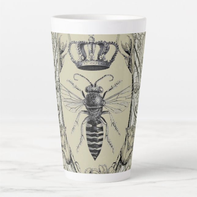 Taza De Café Latte paris steampunk beekeeper french bee queen corwn (Anverso)
