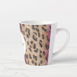 Taza De Café Latte Parkle de animales de leopardo de crema rosa