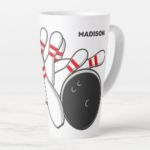 Taza De Café Latte Paro de Bowling con nombre personalizado