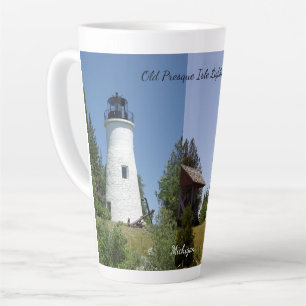Taza De Café Latte Paro de lata del faro de la Isla del Viejo Presque
